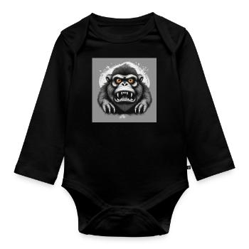 affe - Baby Bio-Langarm-Body - Schwarz - Vorne