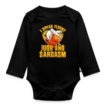 I speak Judo and Sarcasm - Organic Longsleeve Baby Bodysuit - black - Front