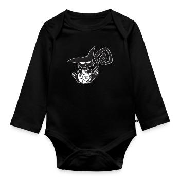 Dice Cat Funny Role Playing Cat RPG - Organic Longsleeve Baby Bodysuit - black - Front