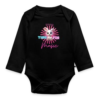BUNNY - Time for Music Design - Colorful - Organic Longsleeve Baby Bodysuit - black - Front