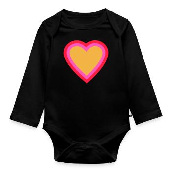 Herz - Baby Bio-Langarm-Body - Schwarz - Vorne
