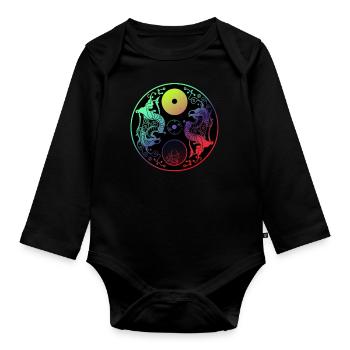 Yin Yang - Body Bébé bio manches longues - noir - Devant