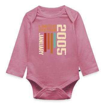 January 2005 - 2005 January Birthday Gift - Organic Longsleeve Baby Bodysuit - mauve - Front