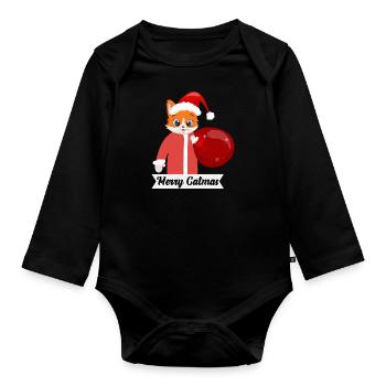 Merry Catmas - Baby Bio-Langarm-Body - Schwarz - Vorne