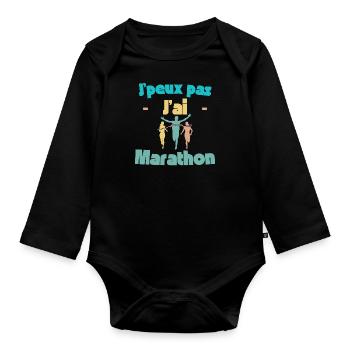 Ich kann keinen Marathon - Baby Bio-Langarm-Body - Schwarz - Vorne
