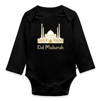 Eid Mubarak / Ramadan / Islam / Mosque - Organic Longsleeve Baby Bodysuit - black - Front
