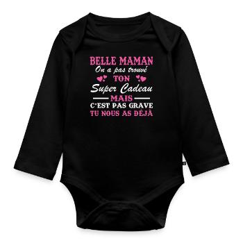 Belle maman - Body Bébé bio manches longues - noir - Devant