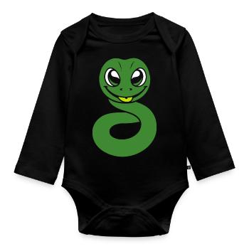 Humour petit serpent - Body Bébé bio manches longues - noir - Devant