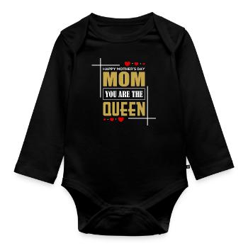 Bonne fête des mères - Body Bébé bio manches longues - noir - Devant