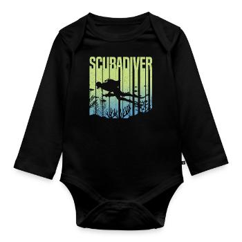 Scuba Diver Underwater Exploration Shark Diving - Baby Bio-Langarm-Body - Schwarz - Vorne