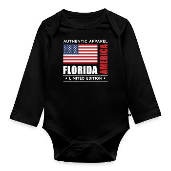 Florida - Organic Longsleeve Baby Bodysuit - black - Front