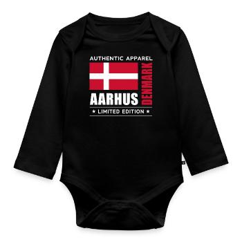 Denmark - Organic Longsleeve Baby Bodysuit - black - Front