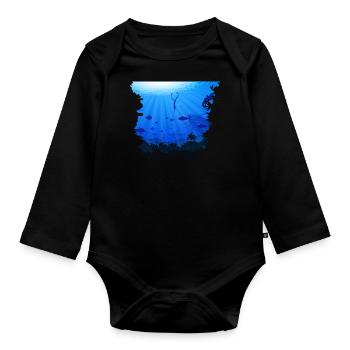 Freedive Diving Apnoe Deep Seas Underwater Diver - Baby Bio-Langarm-Body - Schwarz - Vorne