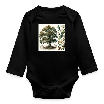 Eiche Botanik - Baby Bio-Langarm-Body - Schwarz - Vorne
