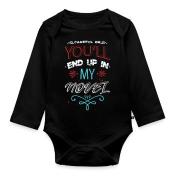 Editer Fun School Book Lover Statement Sayings - Organic Longsleeve Baby Bodysuit - black - Front
