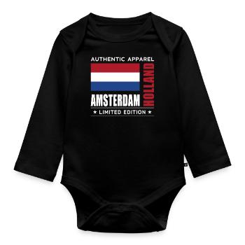 Amsterdam - Organic Longsleeve Baby Bodysuit - black - Front