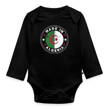 Made in algeria -idée cadeau Algérie - Body Bébé bio manches longues - noir - Devant