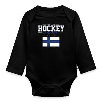 Le hockey, c’est ma vie - Body Bébé bio manches longues - noir - Devant