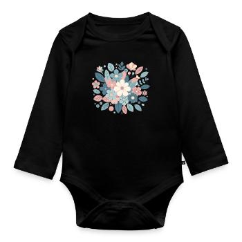 Composition floral couleur pastel - Body Bébé bio manches longues - noir - Devant