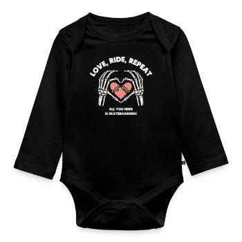 Liebe Skateboard - Baby Bio-Langarm-Body - Schwarz - Vorne