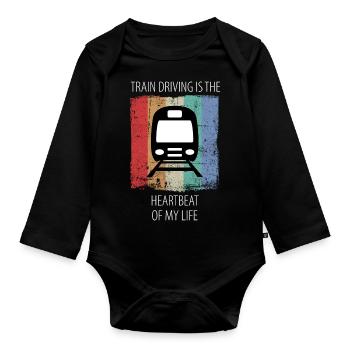 Train Railway Railroad Worker Trains Train Driver - Organic Longsleeve Baby Bodysuit - black - Front