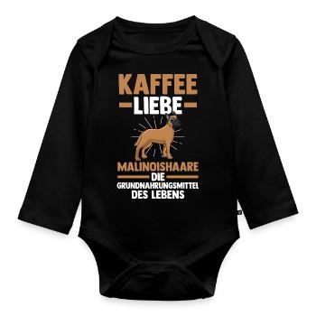 Belgischer Schäferhund Hund Kaffee Malinois - Baby Bio-Langarm-Body - Schwarz - Vorne