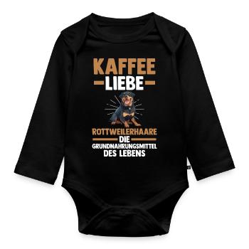 Kaffee Hund Rottweiler - Baby Bio-Langarm-Body - Schwarz - Vorne