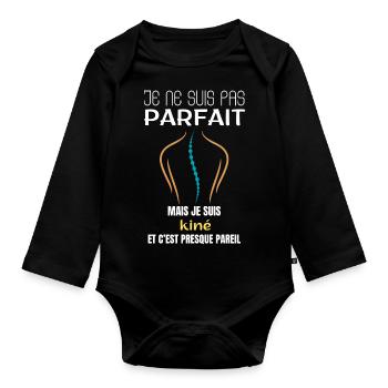 Je ne suis pas parfait mais je suis kiné - Body Bébé bio manches longues - noir - Devant