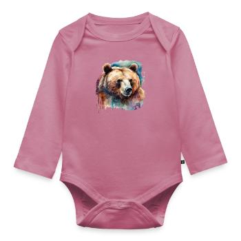Bär Krafttier Lebenskraft Mut Instinkt - Baby Bio-Langarm-Body - Mauve - Vorne