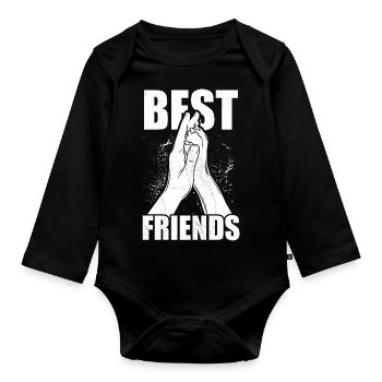 Hand + Hundepfote - Best Friends - Hunde Fan - Baby Bio-Langarm-Body - Schwarz - Vorne