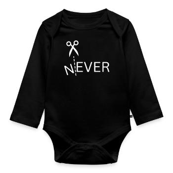 Never, Never, Always, Attitude, Positive Mind - Organic Longsleeve Baby Bodysuit - black - Front