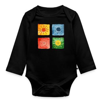 bunte Sonnen - Baby Bio-Langarm-Body - Schwarz - Vorne