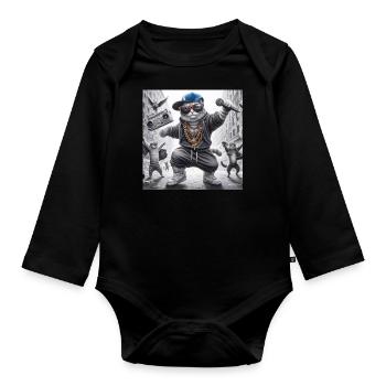 MC Meow - Baby Bio-Langarm-Body - Schwarz - Vorne