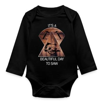 Carpenter, carpenter, carpenter, carpenter, craftsman, wood - Organic Longsleeve Baby Bodysuit - black - Front