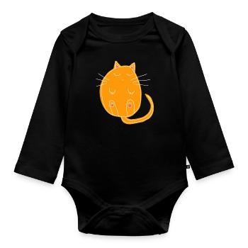 chat endormi - Body Bébé bio manches longues - noir - Devant