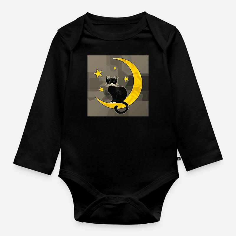Katze - Baby Bio-Langarm-Body - Schwarz