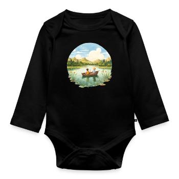 Activities of a carefree childhood - Organic Longsleeve Baby Bodysuit - black - Front