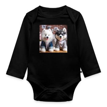 Pup Gang - Organic Longsleeve Baby Bodysuit - black - Front