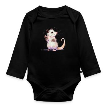 Verspieltes Opossum - Baby Bio-Langarm-Body - Schwarz - Vorne