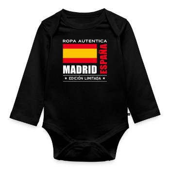 Madrid - Organic Longsleeve Baby Bodysuit - black - Front