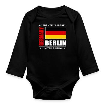 Berlin - Organic Longsleeve Baby Bodysuit - black - Front