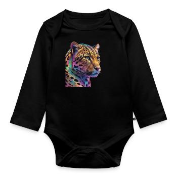 Leopard - Organic Longsleeve Baby Bodysuit - black - Front