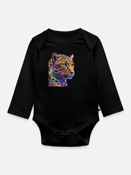 Leopard - Baby Bio-Langarm-Body - Schwarz