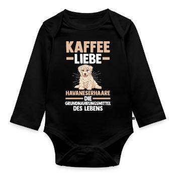 Hund Kaffee Havaneser - Baby Bio-Langarm-Body - Schwarz - Vorne