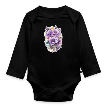 Blaue Wildblume - Baby Bio-Langarm-Body - Schwarz - Vorne