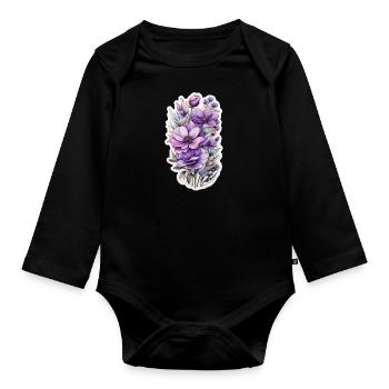 Blaue Wildblume - Baby Bio-Langarm-Body - Schwarz - Vorne