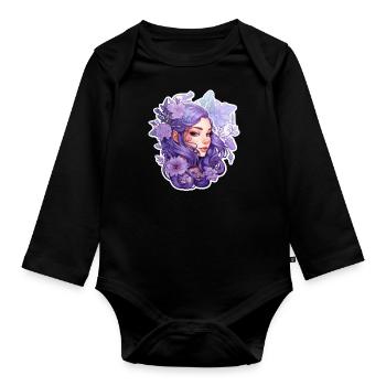 Violetta Lavender - Organic Longsleeve Baby Bodysuit - black - Front