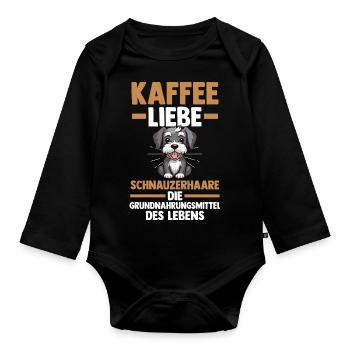 Schnauzer au café pour chien - Body Bébé bio manches longues - noir - Devant