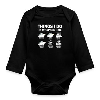 Dinge, die ich in meiner Freizeit mache Kreuzfahrt Lustige Kreuzfahrt - Baby Bio-Langarm-Body - Schwarz - Vorne