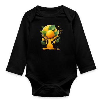 Zitrone - Baby Bio-Langarm-Body - Schwarz - Vorne